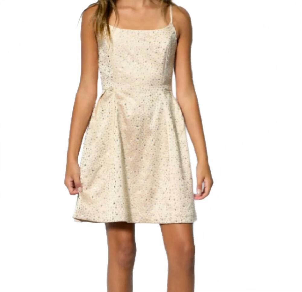 NEW KATIE J NYC kid's gianna corset back dress in champagne